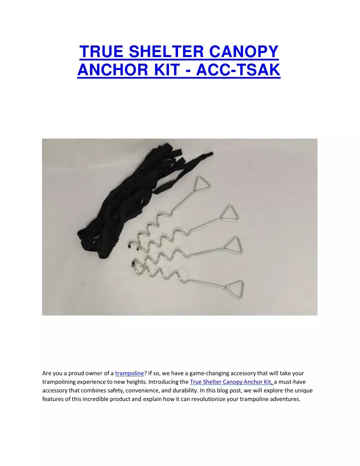 true shelter canopy anchor kit acc tsak