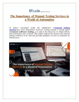 the importance of manual testing services