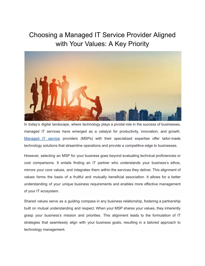 choosing a managed it service provider aligned