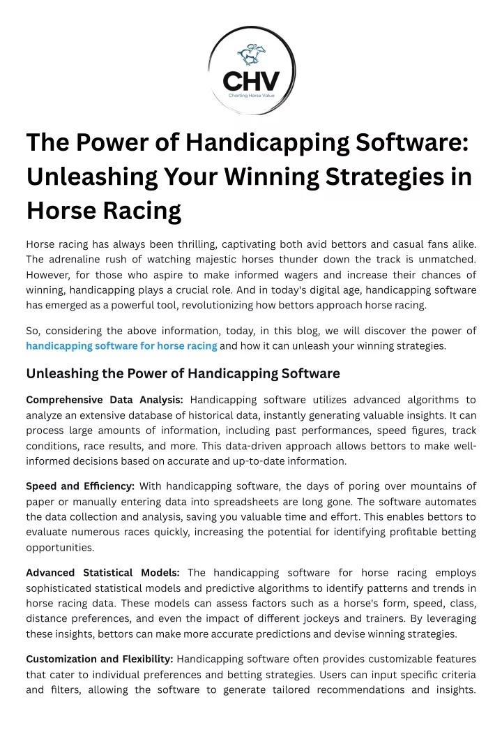 the power of handicapping software unleashing