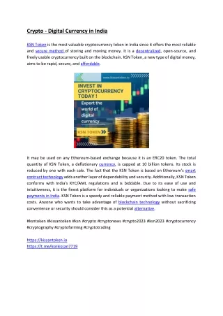 crypto digital currency in india ksn token
