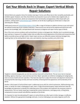 Get Your Blinds Back in Shape Expert Vertical Blinds Repair Solutions