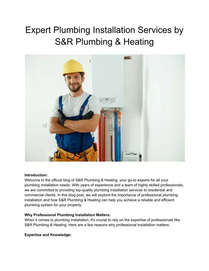 expert plumbing installation services