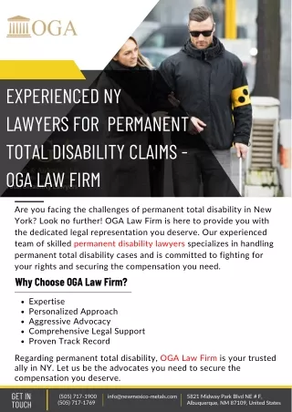 Experienced NY Lawyers for Permanent Total Disability Claims - OGA Law Firm