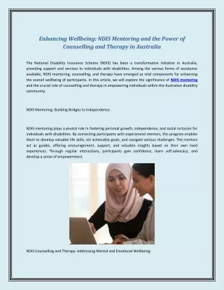 Enhancing Wellbeing