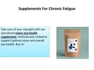 Supplements For Chronic Fatigue