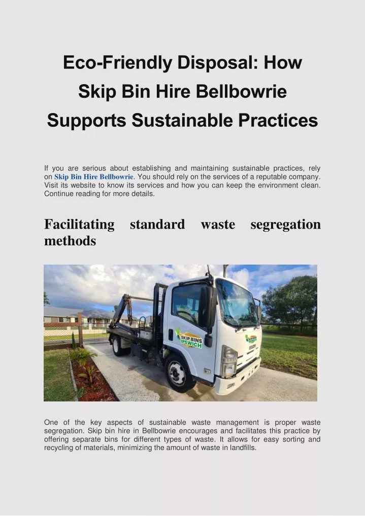 eco friendly disposal how skip bin hire