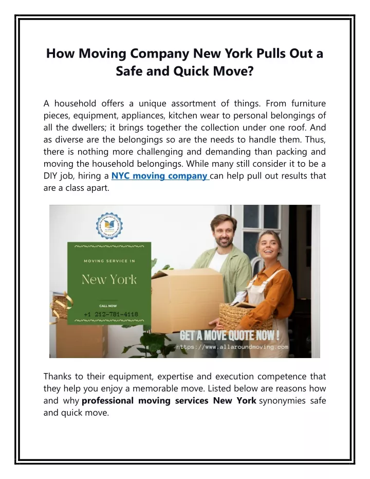 how moving company new york pulls out a safe