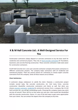 K & M Hall Concrete Ltd.: A Well-Designed Service For You