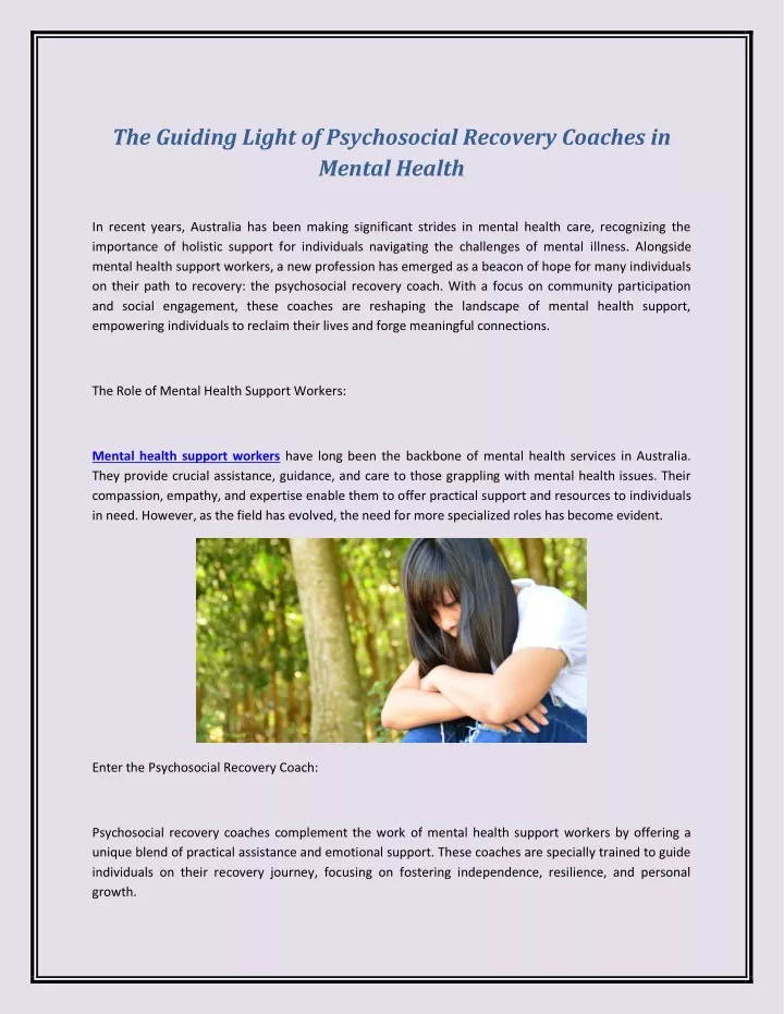 the guiding light of psychosocial recovery