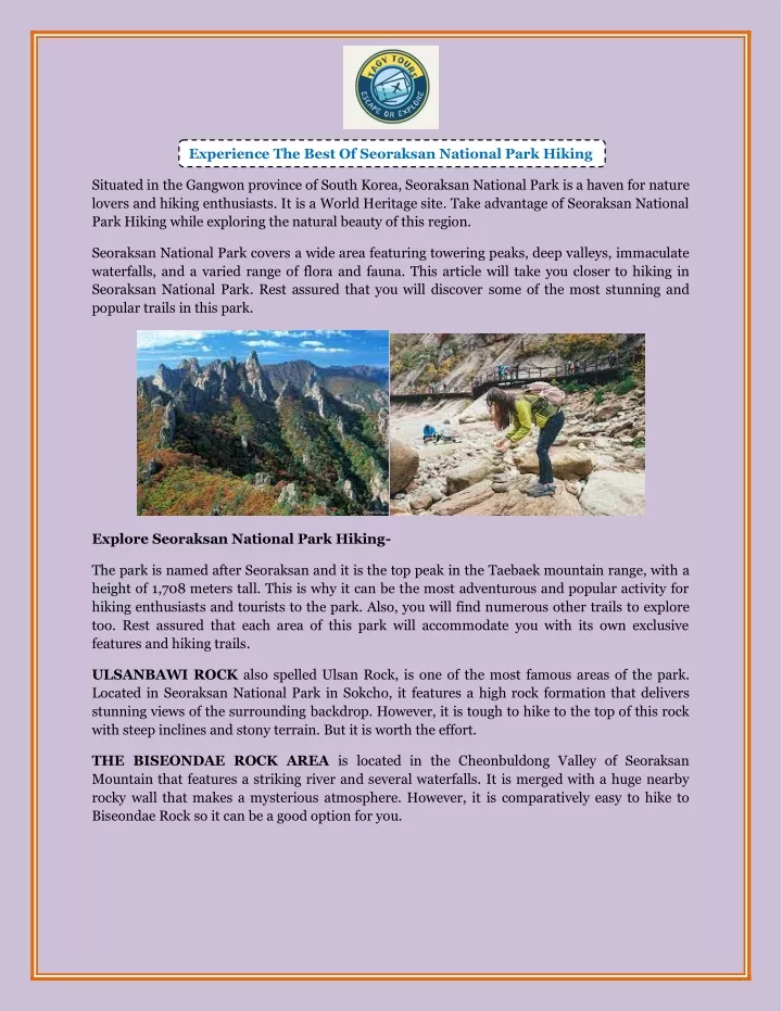 experience the best of seoraksan national park