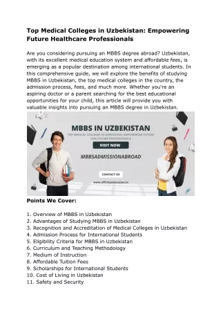 Top Medical Colleges in Uzbekistan_ Empowering Future Healthcare Professionals