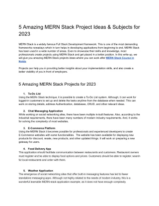 5 Amazing MERN Stack Project Ideas & Subjects for 2023 - Google Docs