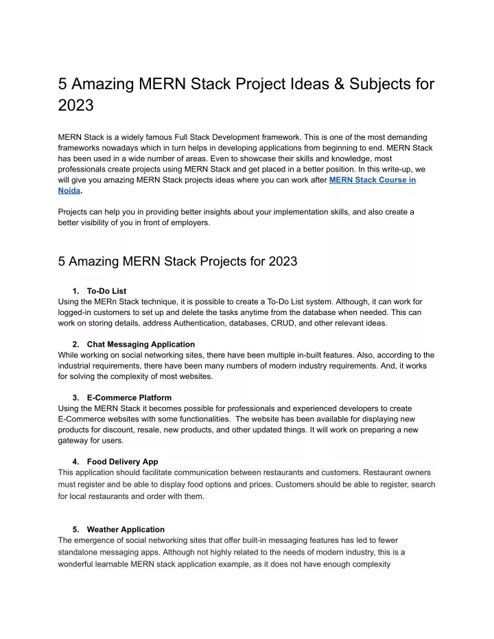 5 amazing mern stack project ideas subjects