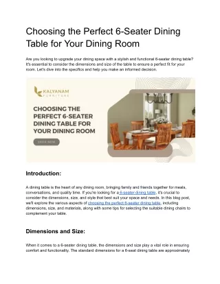 PPT A Guide To Choosing The Perfect Dining Table For Your Home PowerPoint Presentation ID