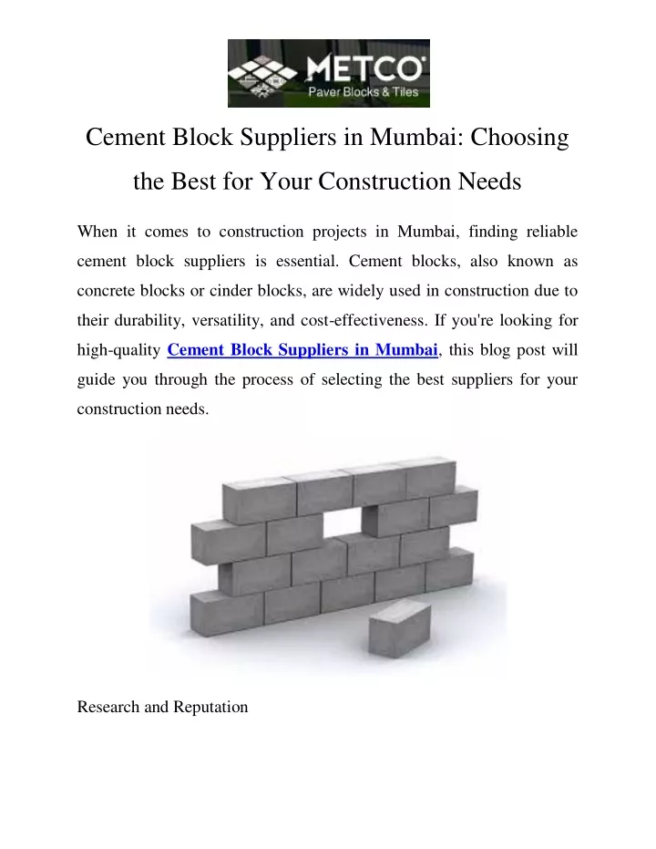 cement block suppliers in mumbai choosing