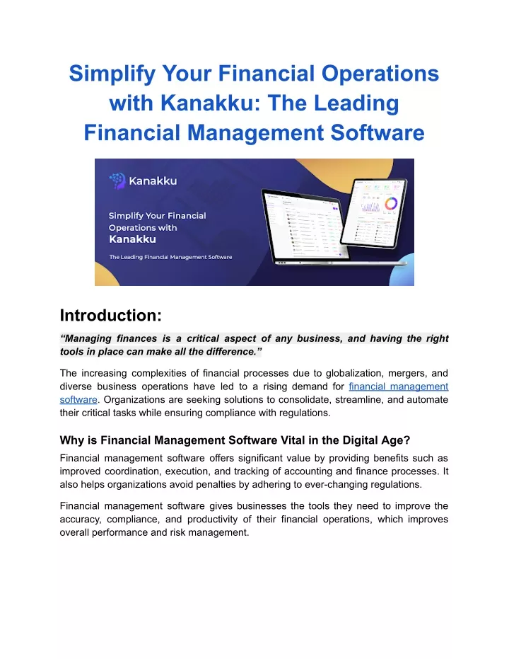 simplify your financial operations with kanakku