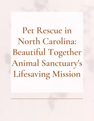 Pet Rescue in North Carolina Beautiful Together Animal Sanctuary's Lifesaving Mission