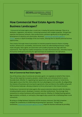 how commercial real estate agents shape business