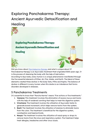 Exploring Panchakarma Therapy_ Ancient Ayurvedic Detoxification and Healing