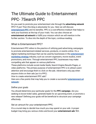 The Ultimate Guide to Entertainment PPC- 7Search PPC