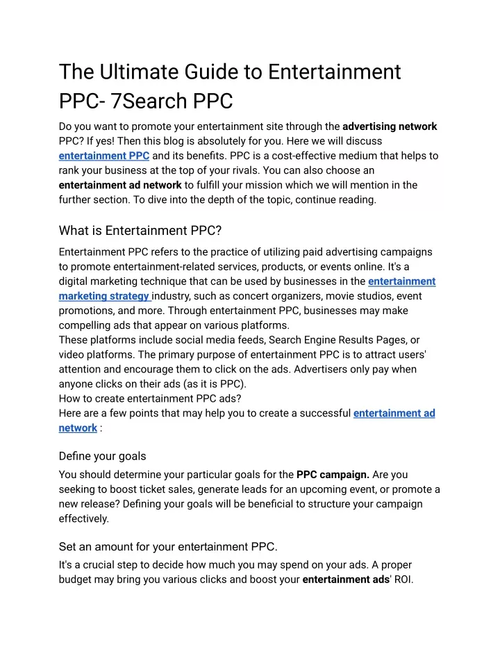 the ultimate guide to entertainment ppc 7search