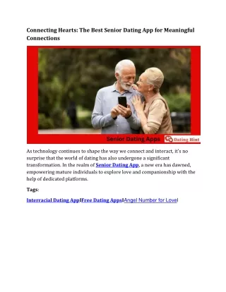 Connecting Hearts: The Best Senior Dating App for Meaningful Connections