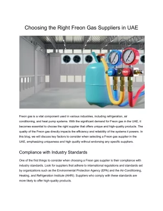 Choosing the Right Freon Gas Suppliers in UAE