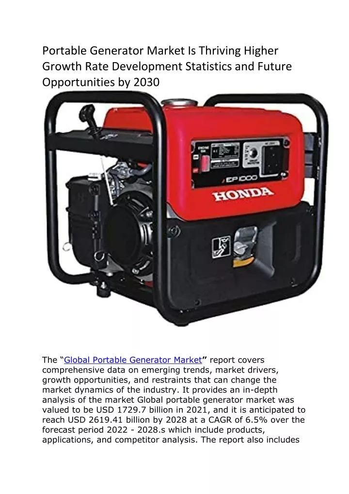 portable generator market is thriving higher