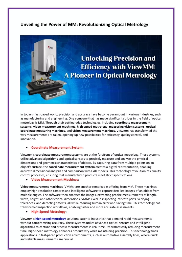 unveiling the power of mm revolutionizing optical