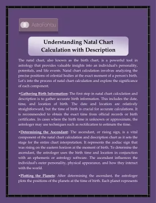 understanding natal chart calculation with