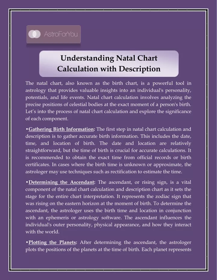 understanding natal chart calculation with