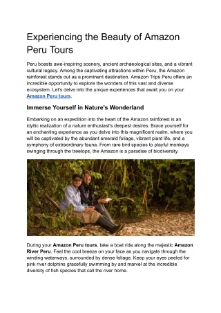 Experiencing the Beauty of Amazon Peru Tours