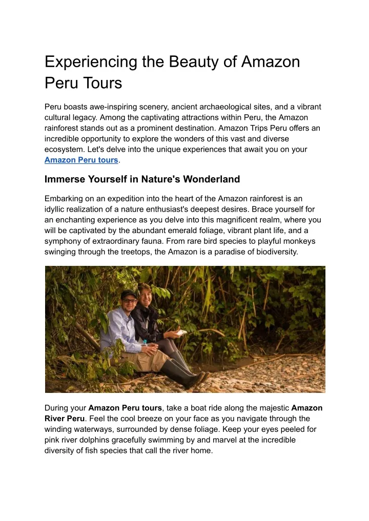 experiencing the beauty of amazon peru tours