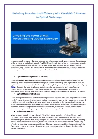 Unlocking Precision and Efficiency with ViewMM A Pioneer in Optical Metrology (1)