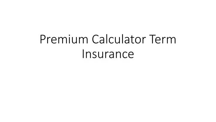 premium calculator term insurance