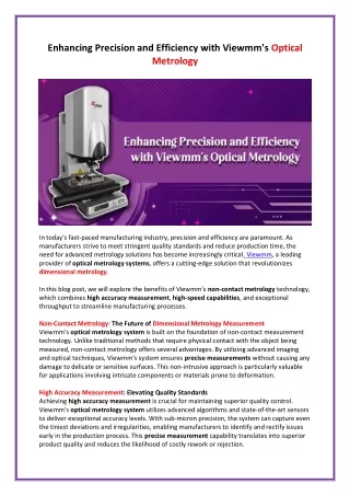 Enhancing Precision and Efficiency with Viewmm's Optical Metrology