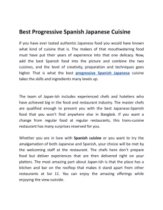 Best Progressive Spanish Japanese Cuisine