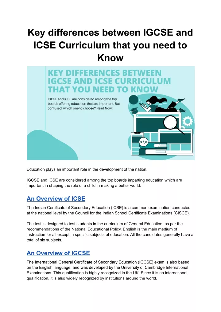 key differences between igcse and icse curriculum
