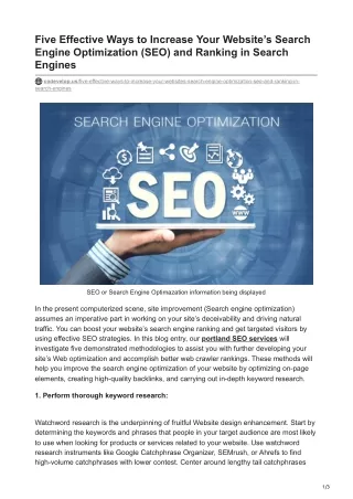 Five Effective Ways to Increase Your Website’s Search Engine Optimization (SEO)