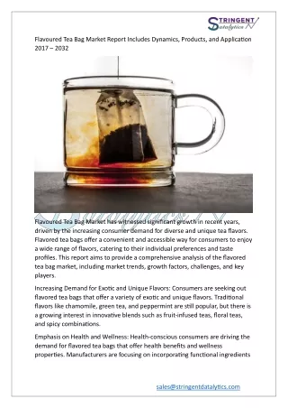 flavoured tea bag market report includes dynamics