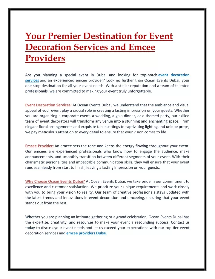 your premier destination for event decoration