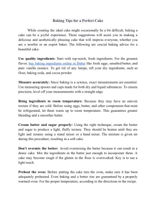 baking tips for a perfect cake