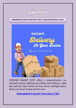 Scheduled Courier Services USA | Choosesmartnow.com