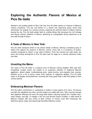 Exploring the Authentic Flavors of Mexico at Pico De Gallo.docx