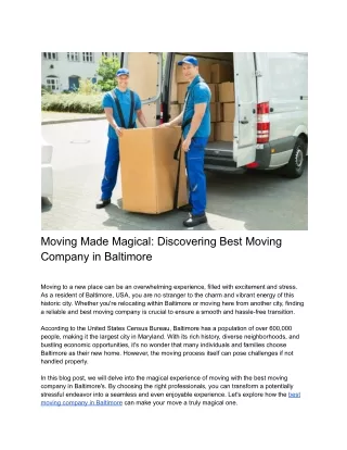 Moving Made Magical_ Discovering Top-Rated Moving Company in Baltimore