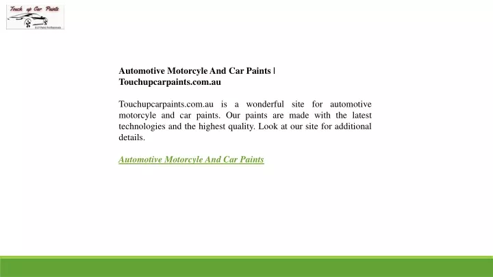 automotive motorcyle and car paints