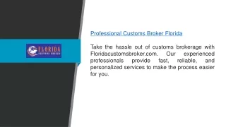 Professional Customs Broker Florida | Floridacustomsbroker.com