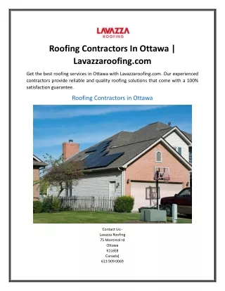 Roofing Contractors In Ottawa Lavazzaroofing