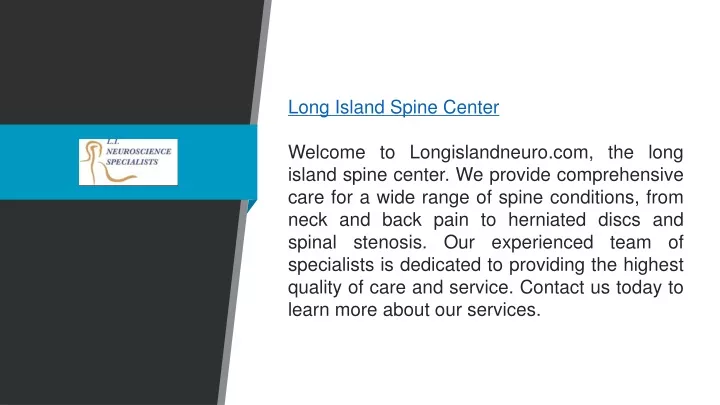 long island spine center welcome